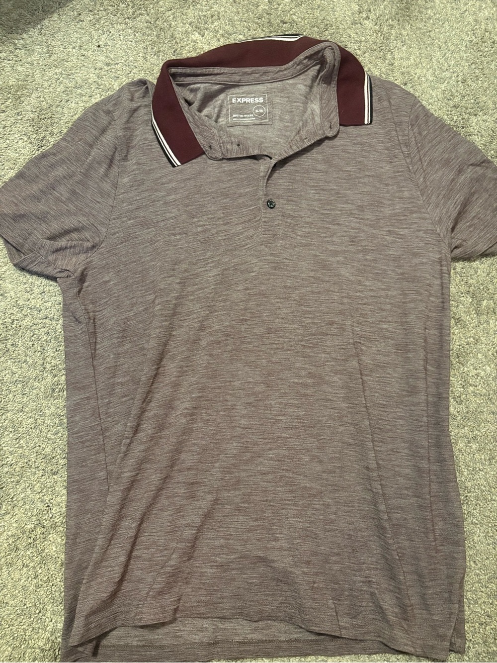 Express Men’s Maroon Heather Polo with Contrast Collar